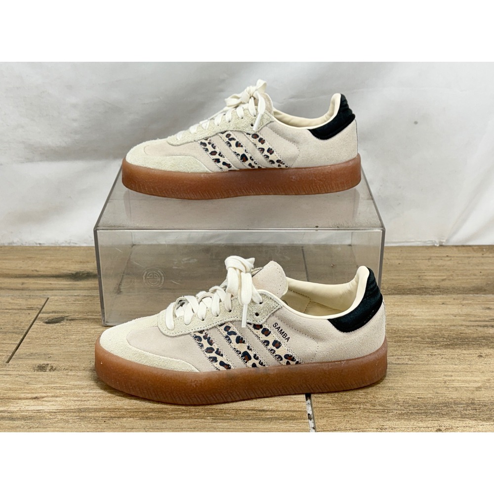 Adidas Samba XLG Wonder White Leopard Print Platform Sneakers IE0858 woman’s 7 - Picture 2 of 9